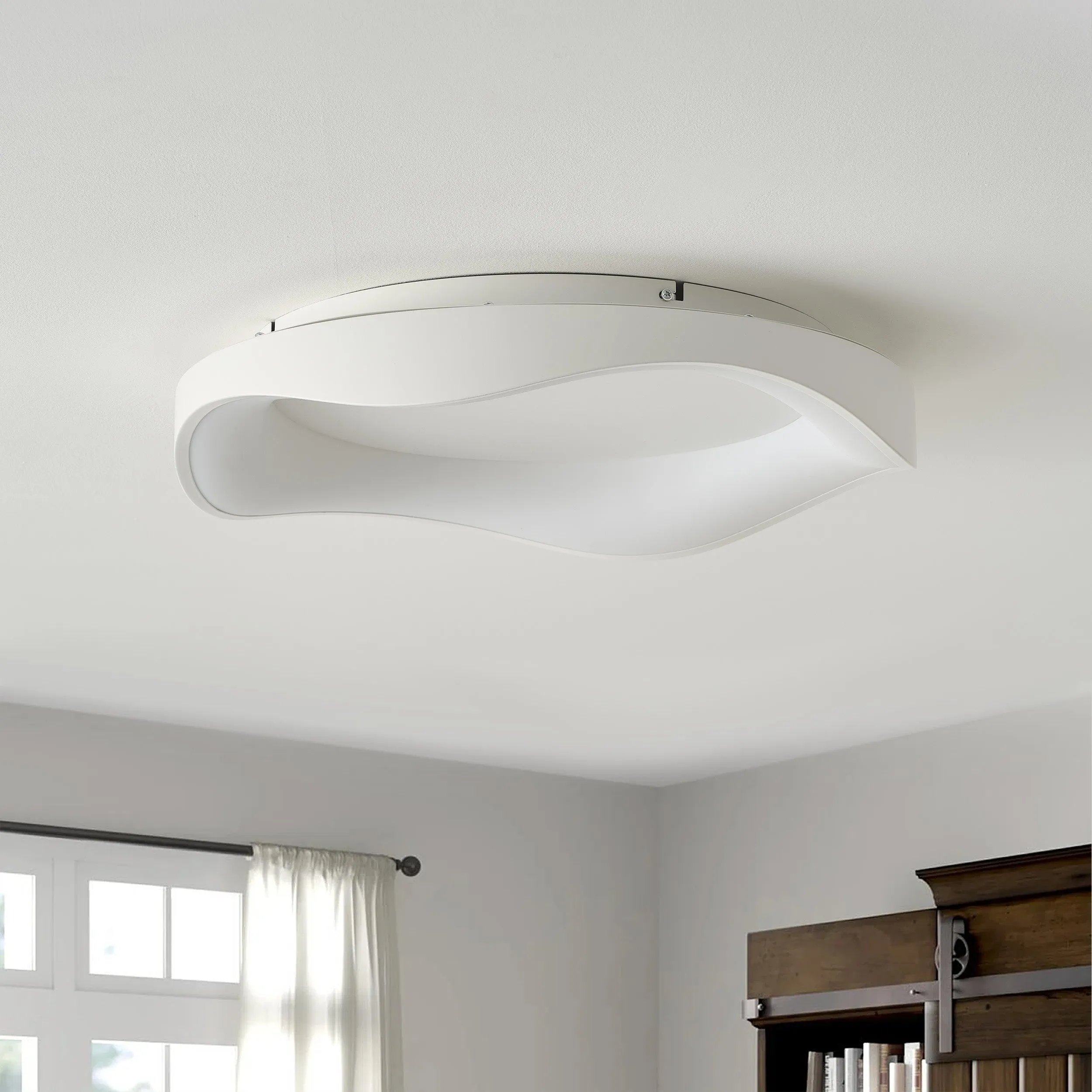 1-Light Modern Dimmable Wavy Lines LED Flush Mount Lighting