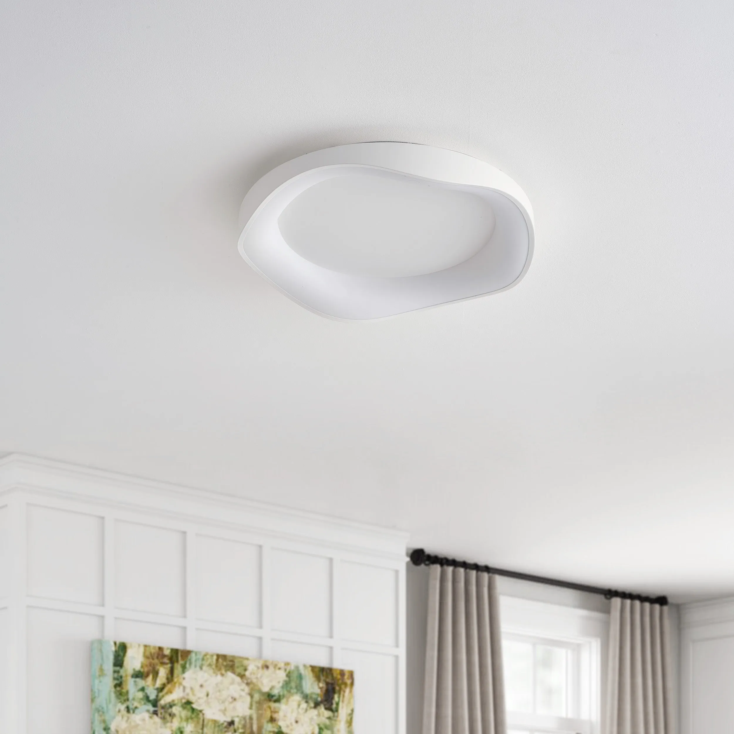 1-Light Modern Dimmable Wavy Lines LED Flush Mount Lighting