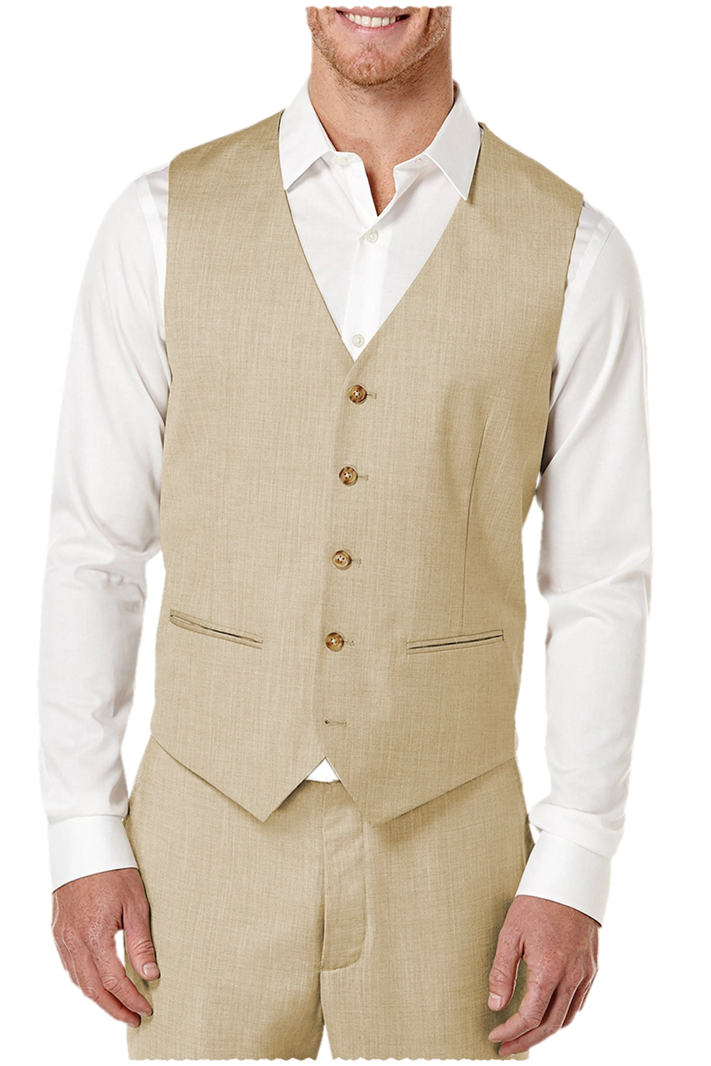 2 Pieces Single Brasted V Neck Men's Vest (Waistcoat Pants)