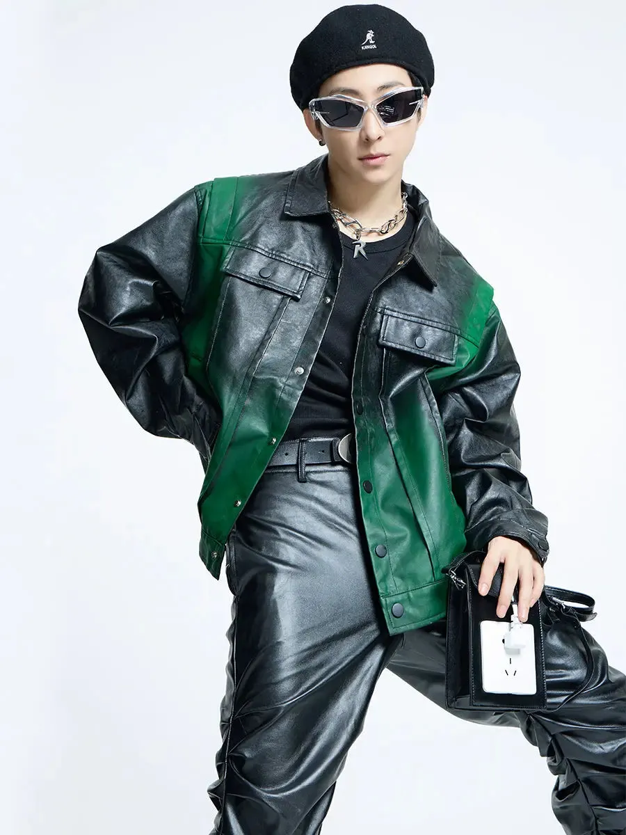 【23s September.】Dyed PU Punk Jacket  Leather Pants