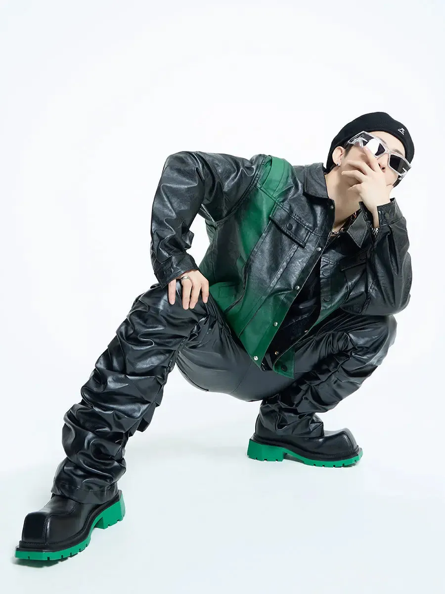 【23s September.】Dyed PU Punk Jacket  Leather Pants