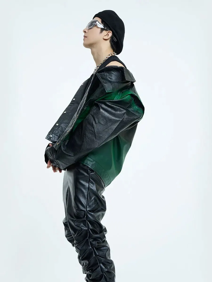 【23s September.】Dyed PU Punk Jacket  Leather Pants