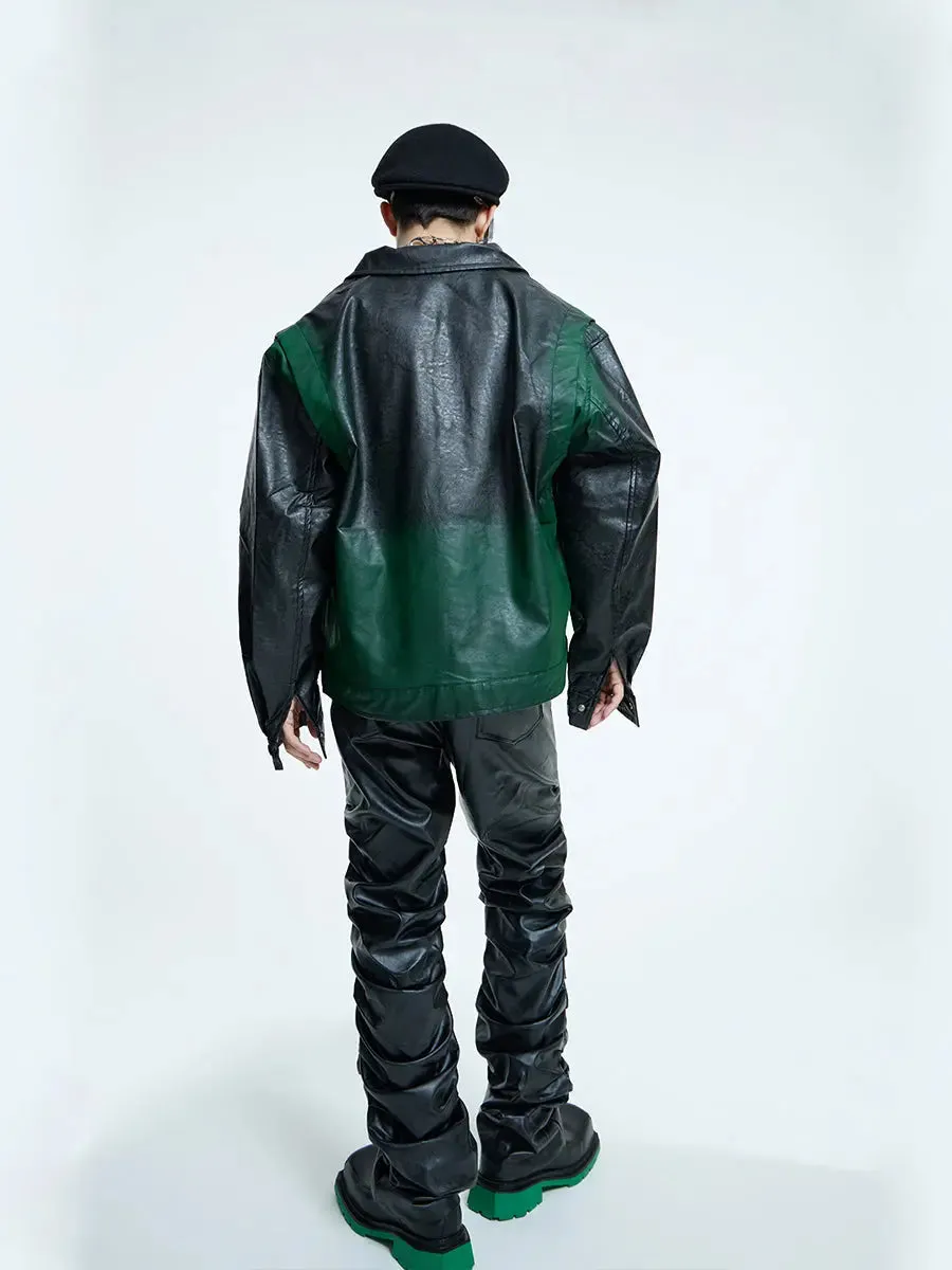 【23s September.】Dyed PU Punk Jacket  Leather Pants