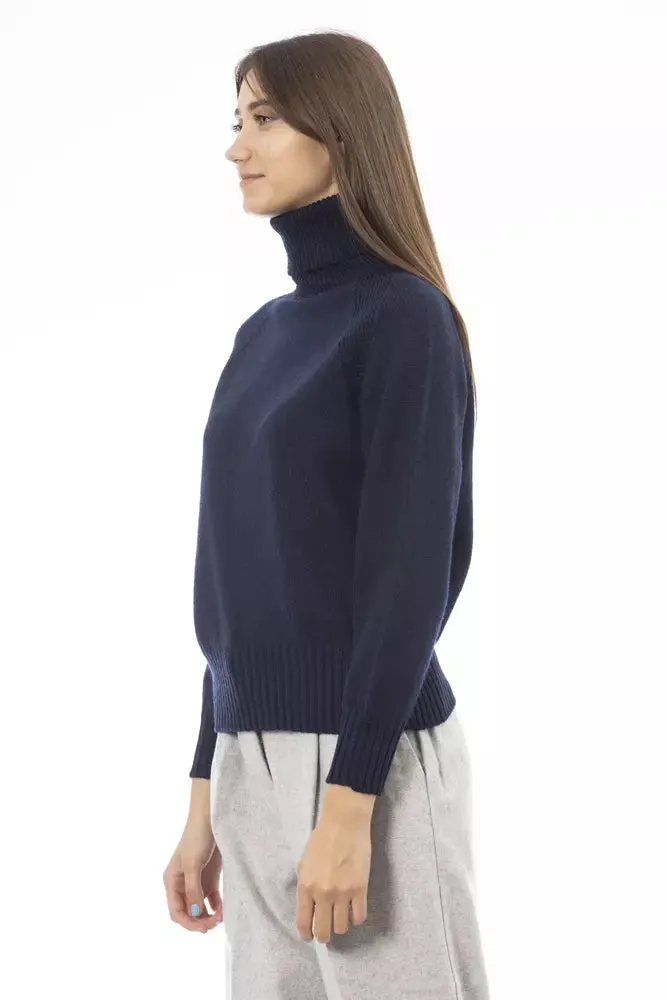 Alpha Studio Elegant Turtleneck Sweater in Chic Blue