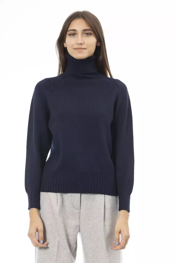 Alpha Studio Elegant Turtleneck Sweater in Chic Blue