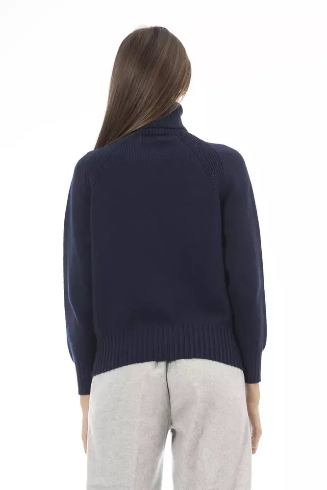 Alpha Studio Elegant Turtleneck Sweater in Chic Blue