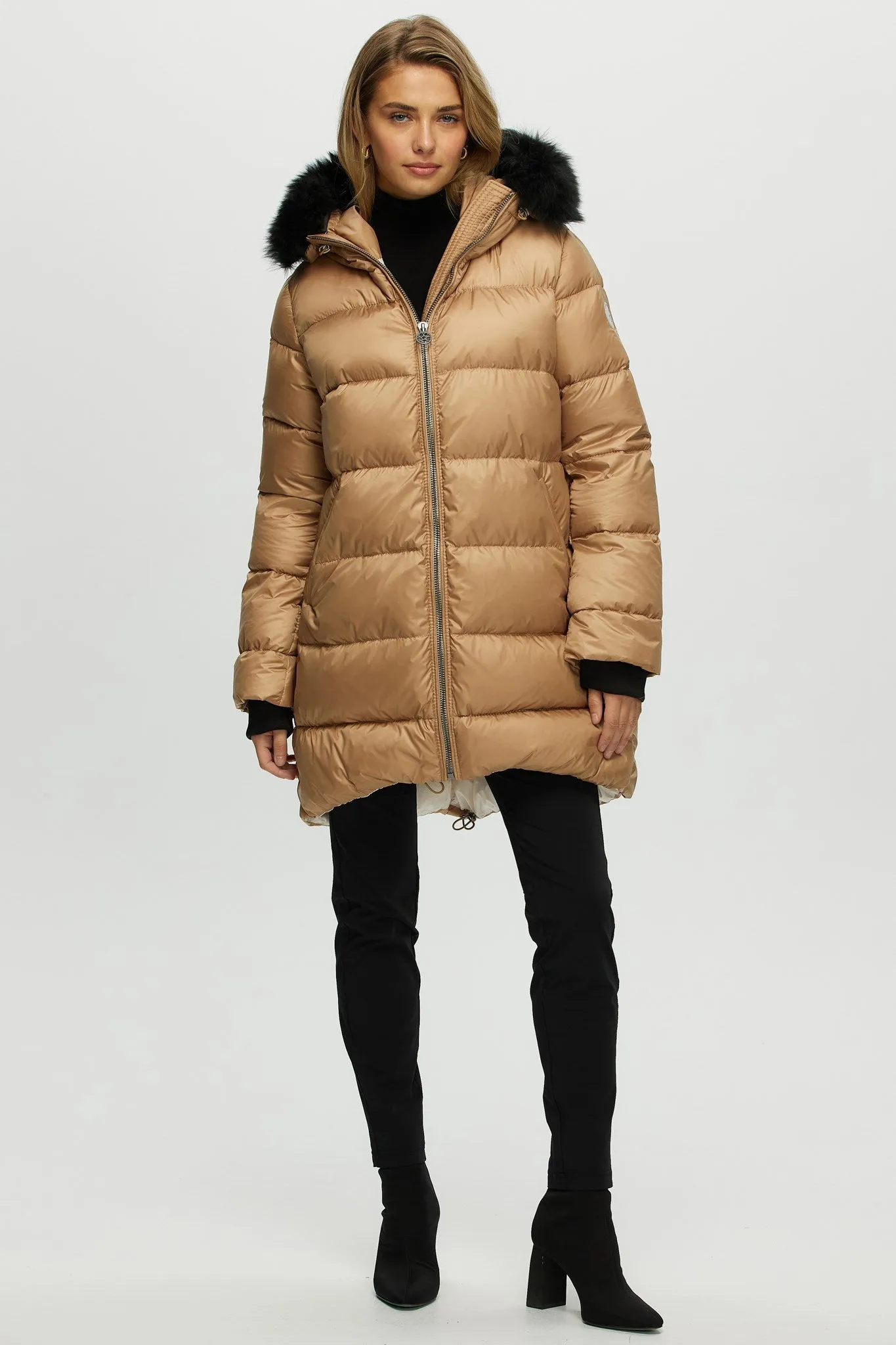 APRES-SKI JACKET WITH DETACHABLE TOSCANA SHEARLING LAMB HOOD TRIM