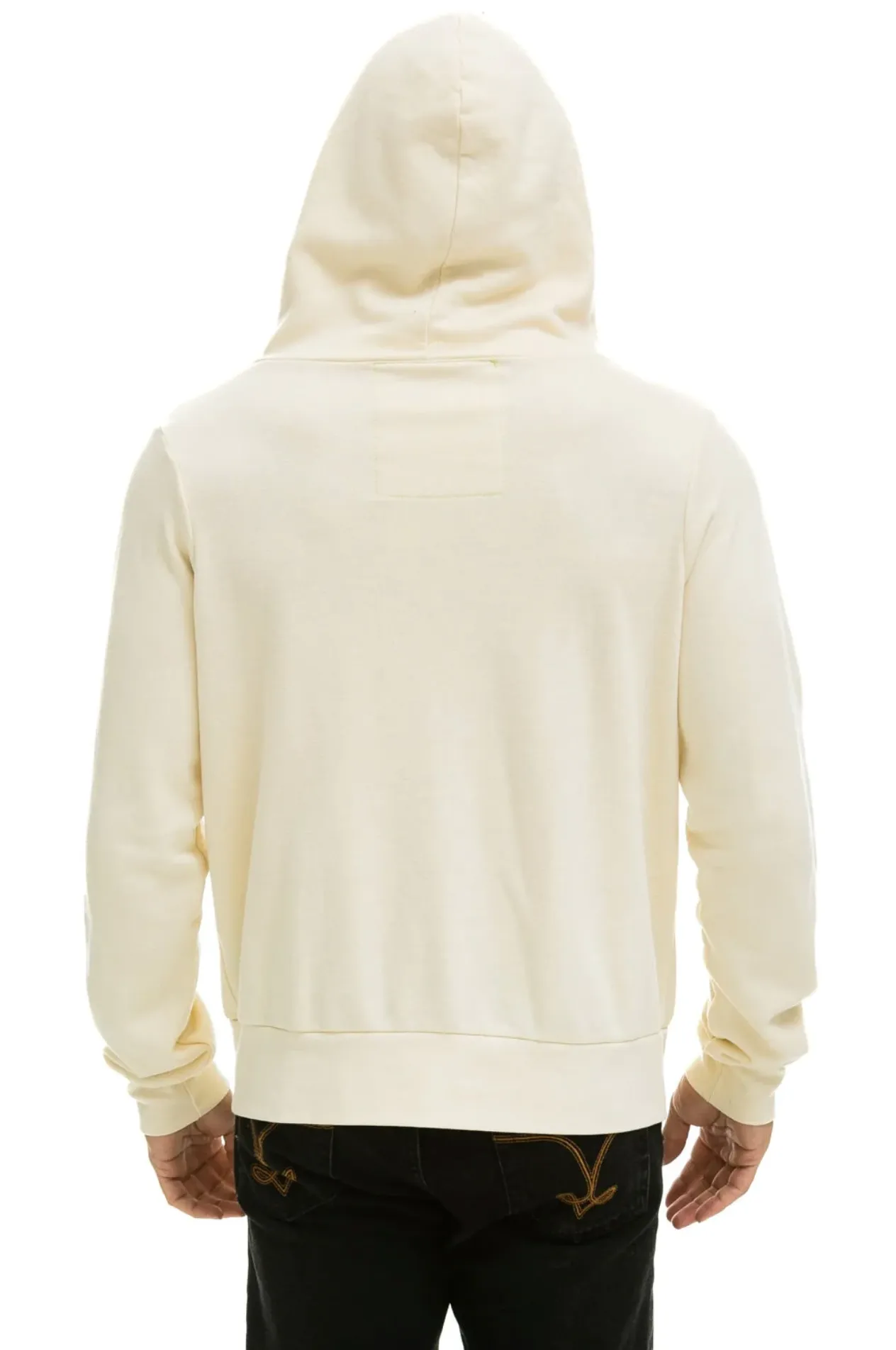 Aviator Nation 5 Stripe Zip Unisex Hoodie in VINTAGE WHITE // TAN