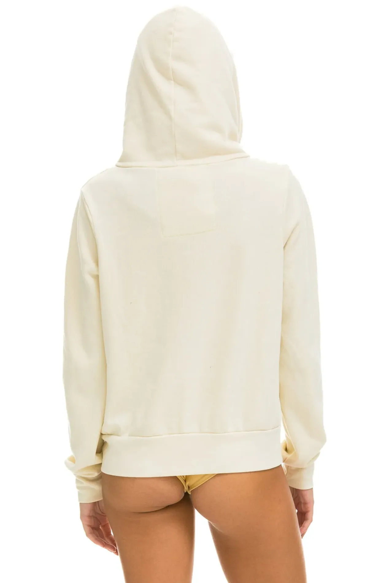 Aviator Nation 5 Stripe Zip Unisex Hoodie in VINTAGE WHITE // TAN