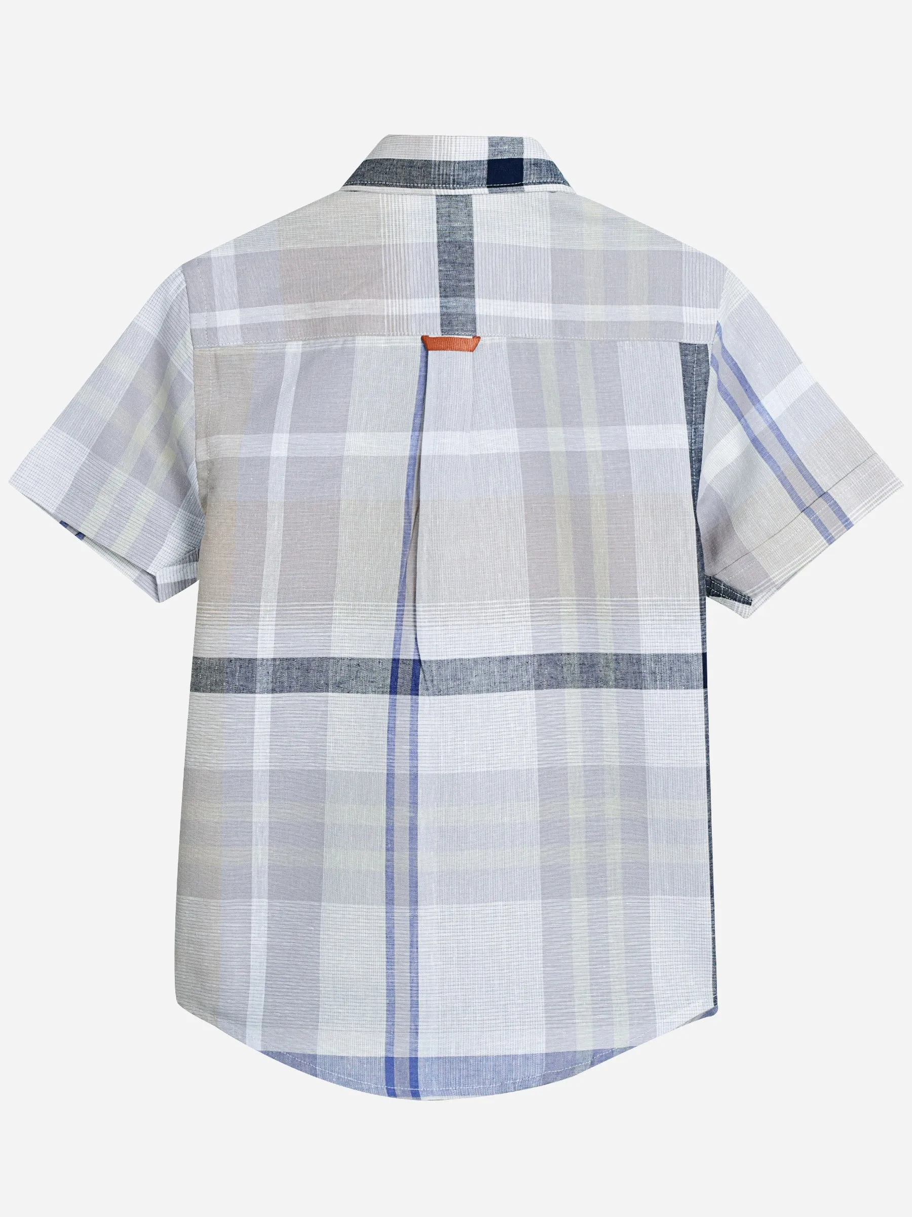 Beige Large Check Short Sleeve Casual Shirt