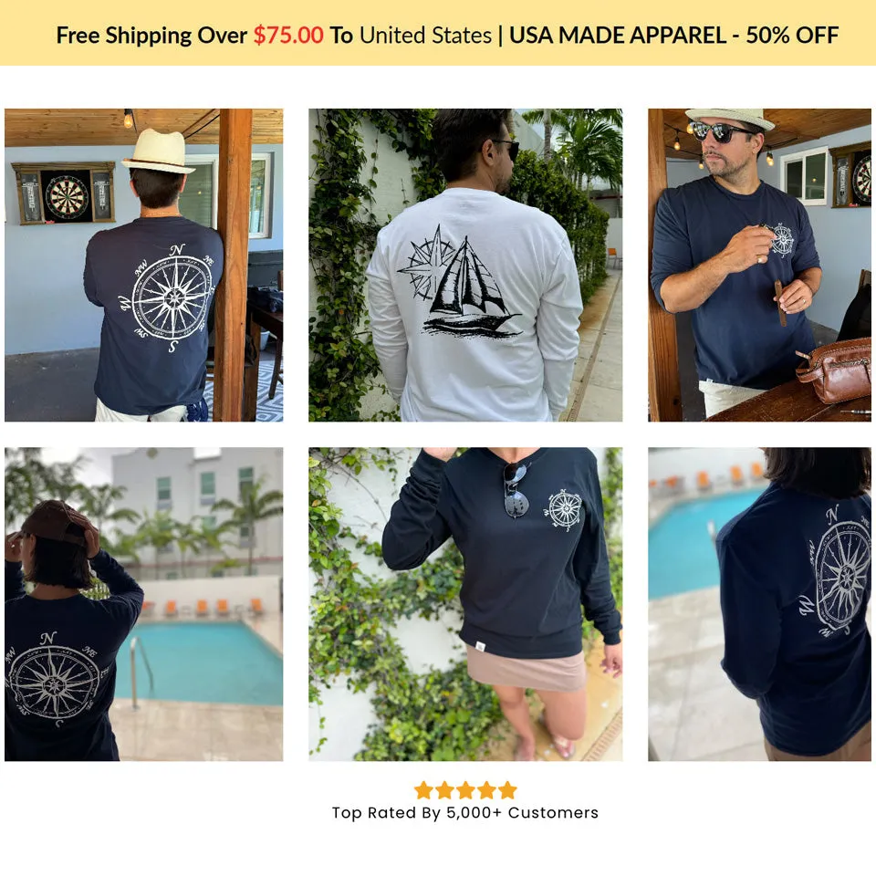 Bermuda Triangle Long Sleeve Dark Shirt (w/ Free Necklace)