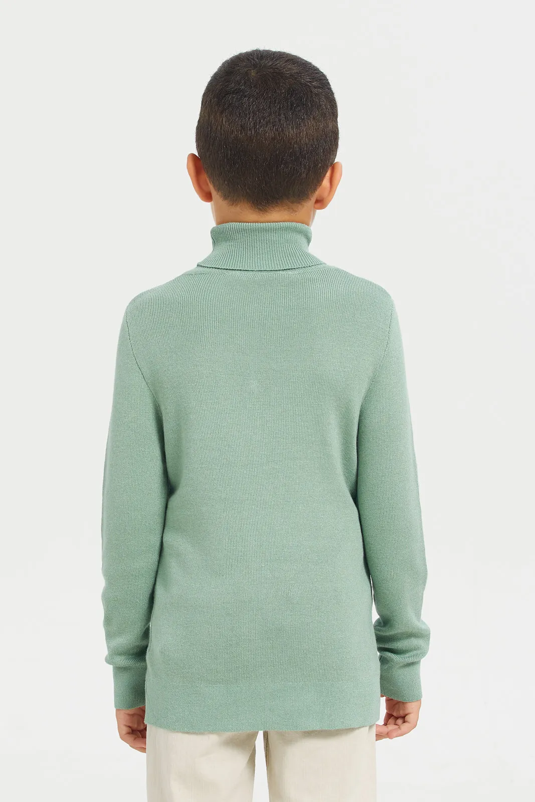 Bjr Sage Green Hi Neck Pullover