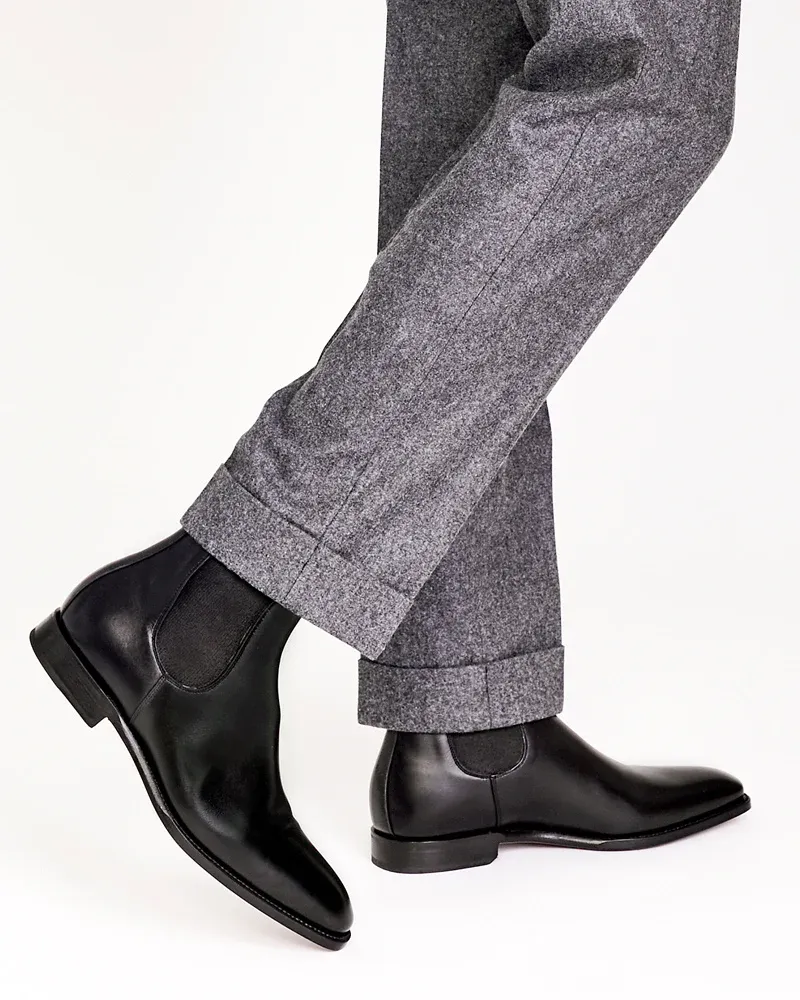 Black Calf Leather Chelsea Boot