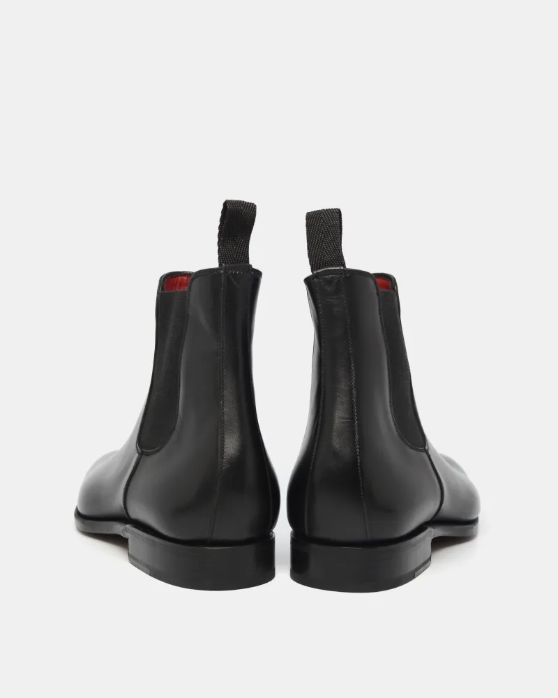 Black Calf Leather Chelsea Boot