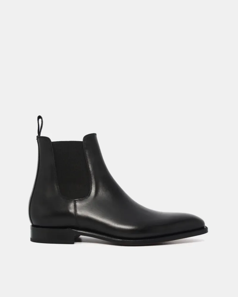 Black Calf Leather Chelsea Boot