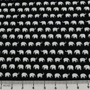 Black Mini Elephant Animal Cotton Print