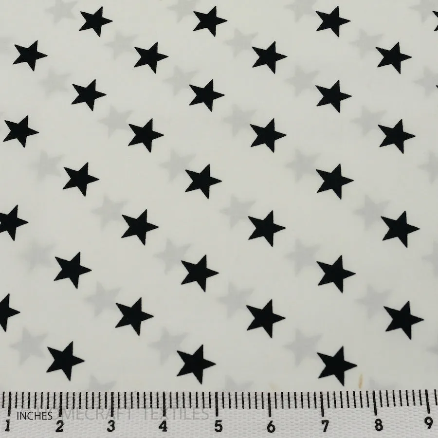 Black on White Stars Cotton Print