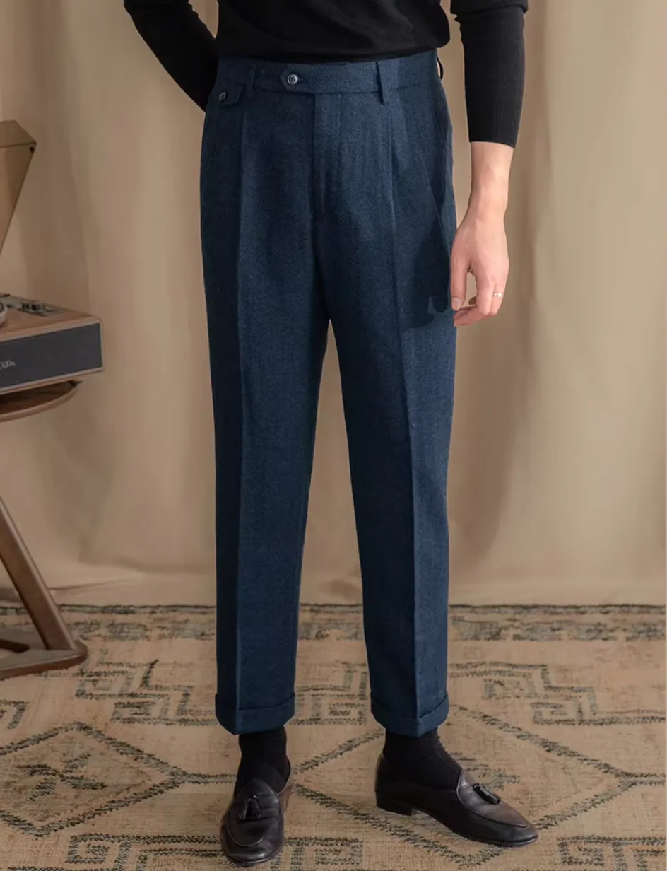 Blue Elegant Wool Gurkha Pants by Italian Vega® [Winter Edition]