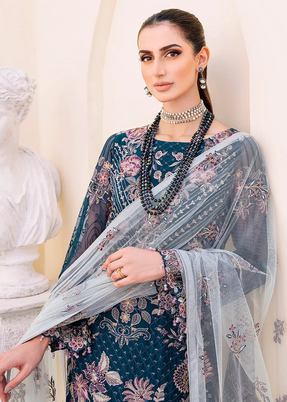 Blue Embroidered Suit - Ramsha Chiffon Vol 23 - #F-2305