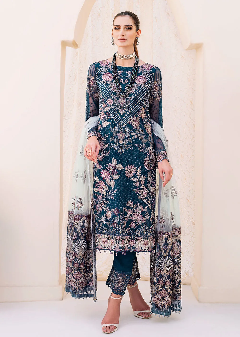 Blue Embroidered Suit - Ramsha Chiffon Vol 23 - #F-2305