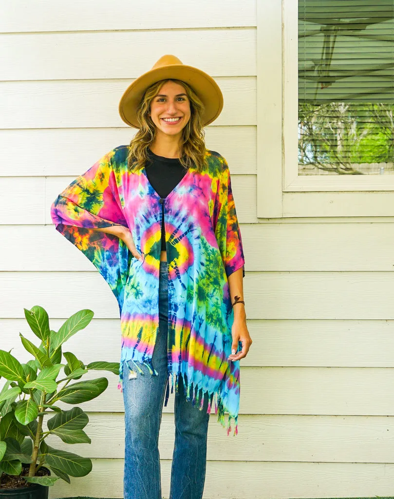 C3156- Hand Dyed Hippie Cardigan Cover Up