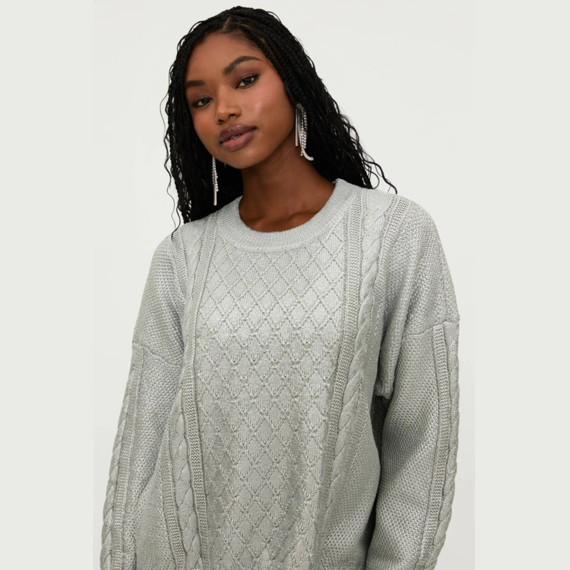 Callie Sweater - Silver Shine Cable