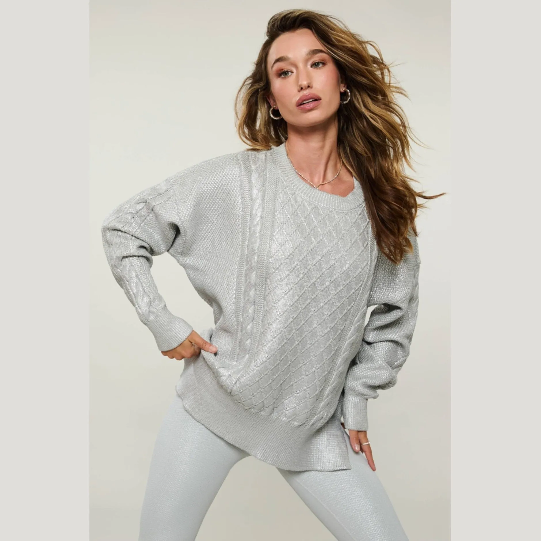 Callie Sweater - Silver Shine Cable