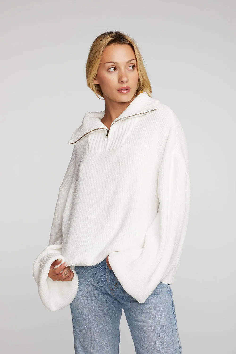 Chenille Knit Half Zip Pullover