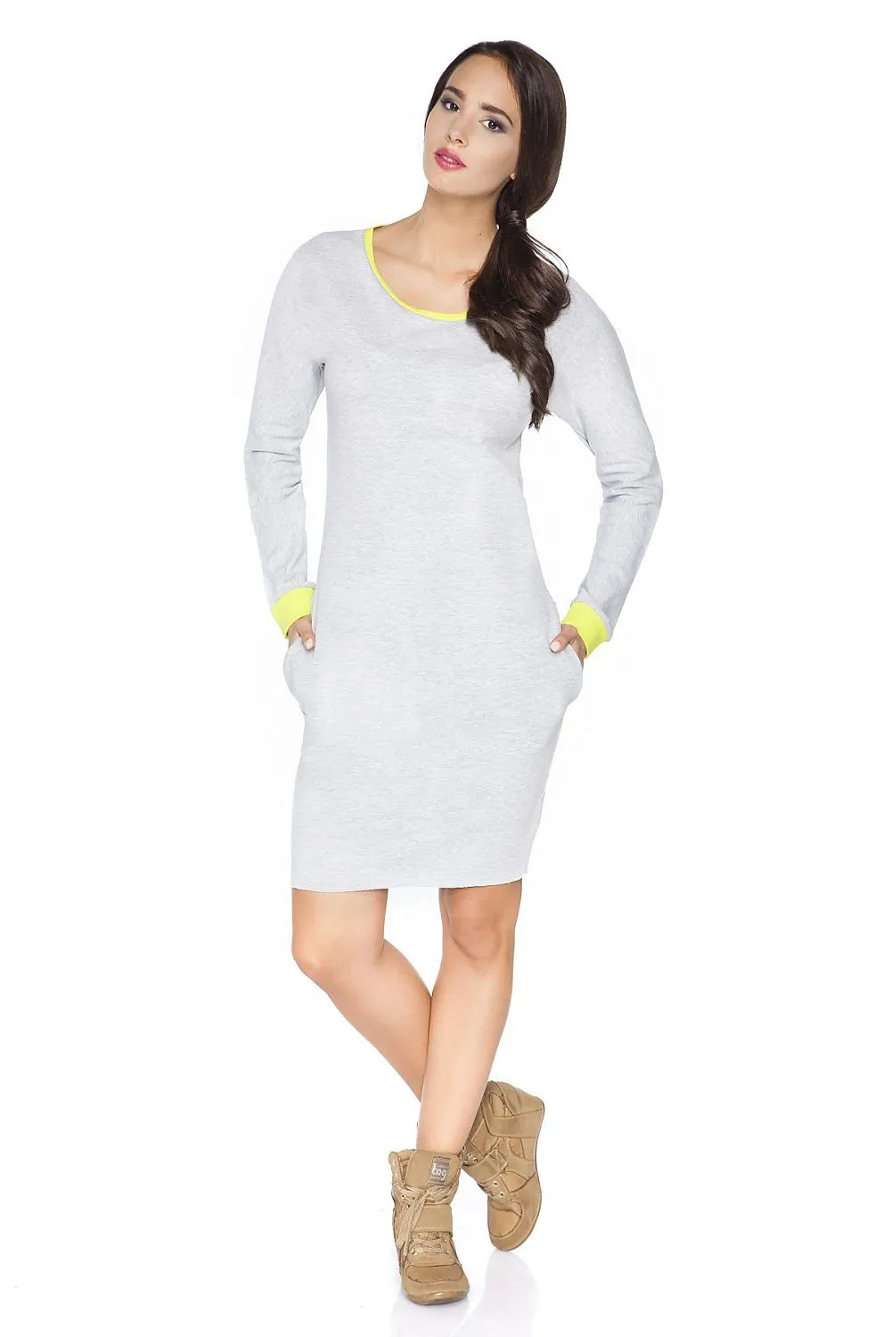 Chic Raw Edge Knit Day Dress