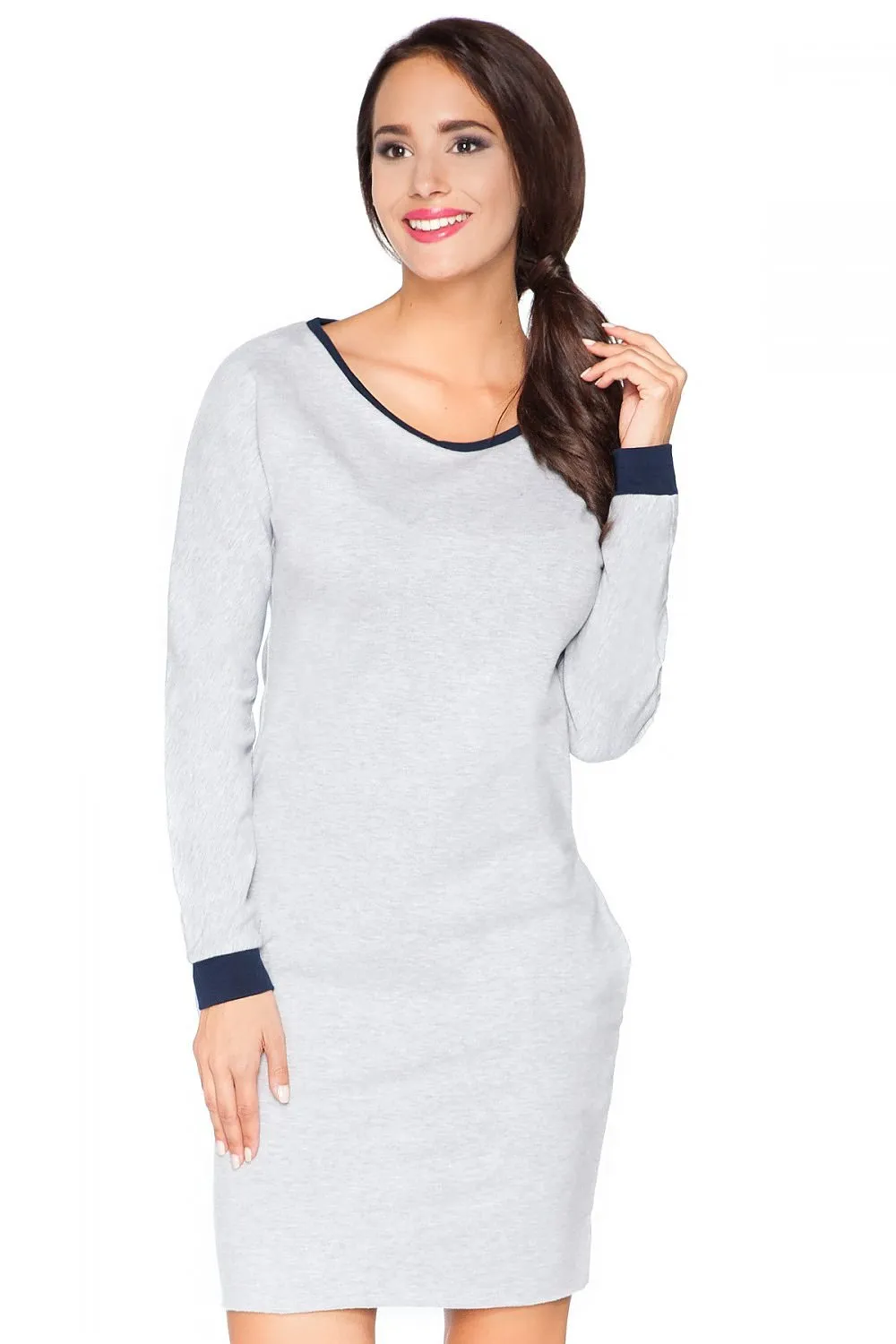 Chic Raw Edge Knit Day Dress