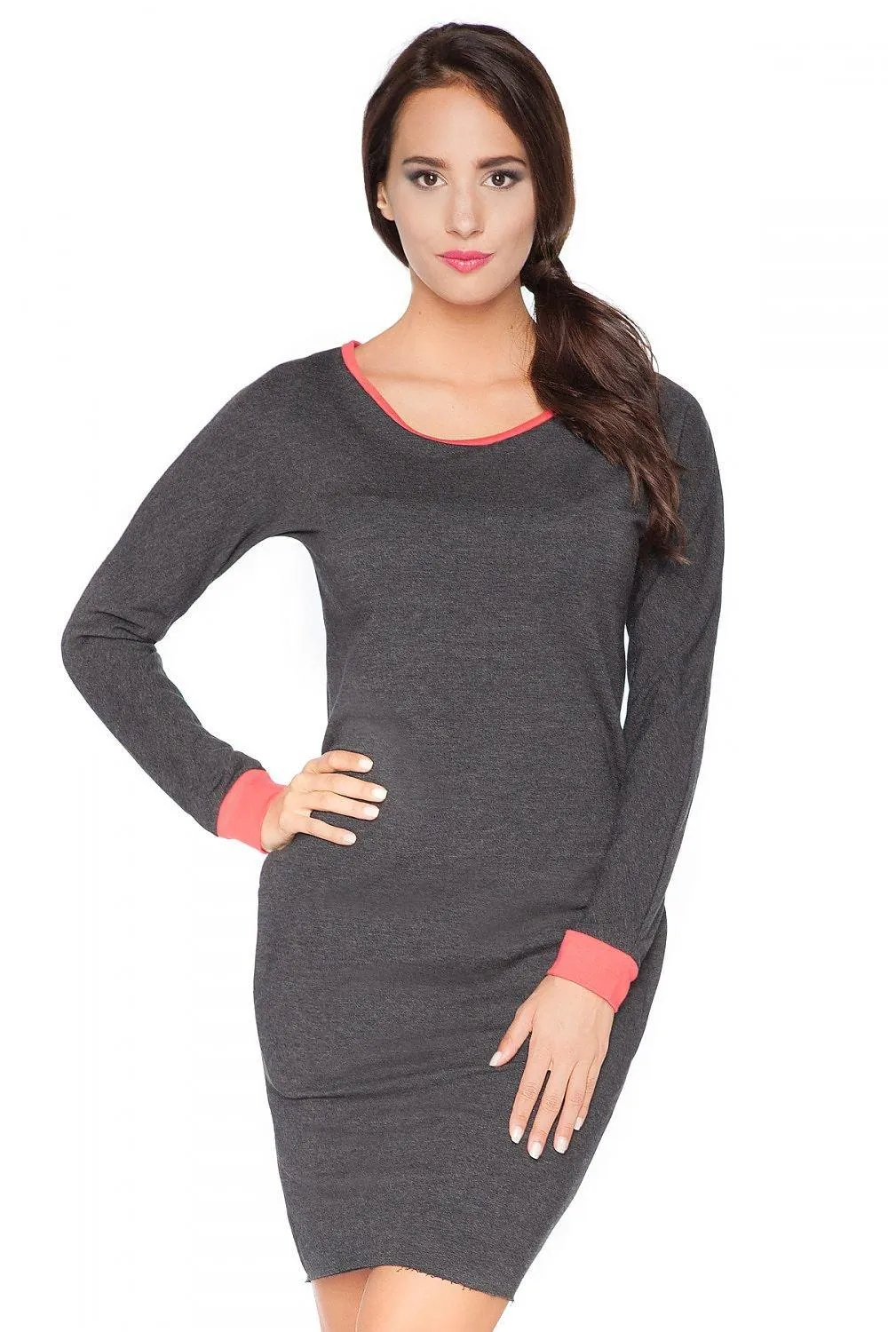 Chic Raw Edge Knit Day Dress