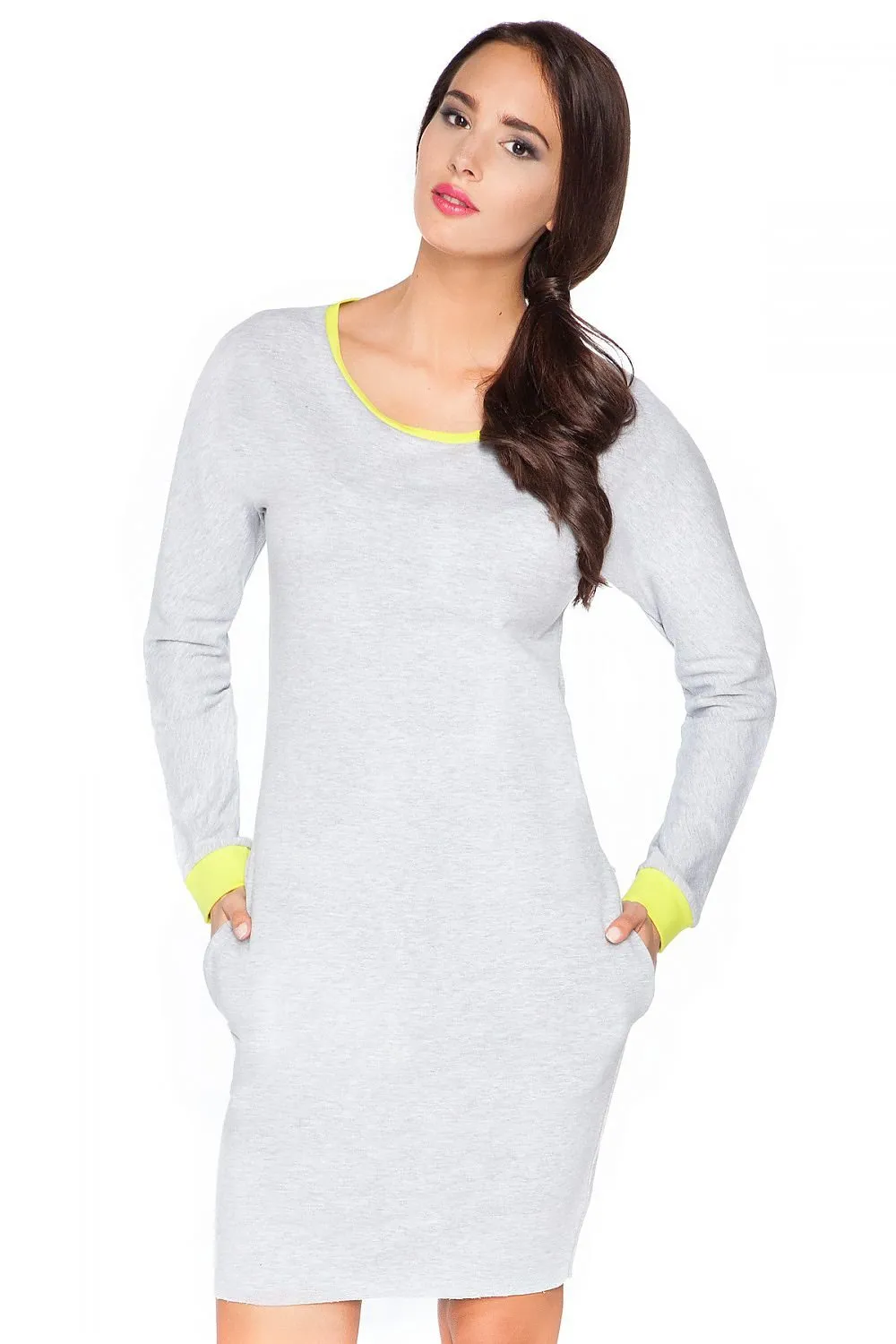 Chic Raw Edge Knit Day Dress