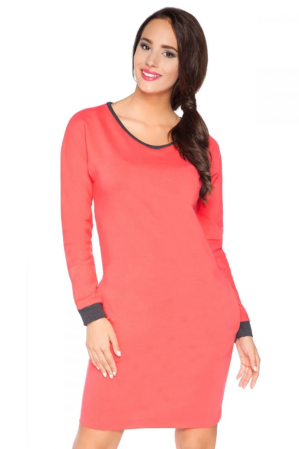 Chic Raw Edge Knit Day Dress