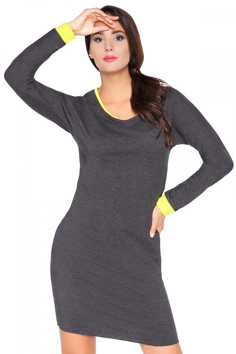 Chic Raw Edge Knit Day Dress