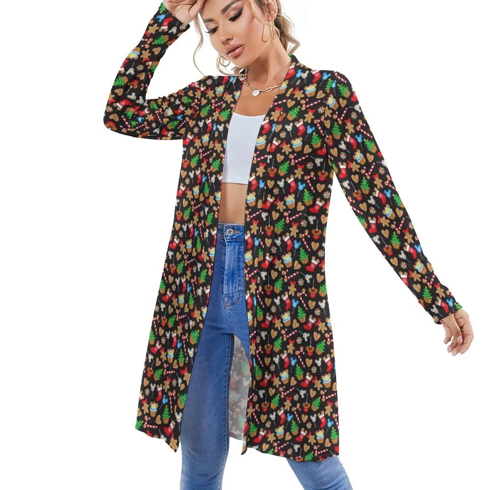 Christmas Snacks Women's Mid-Length Cardigan