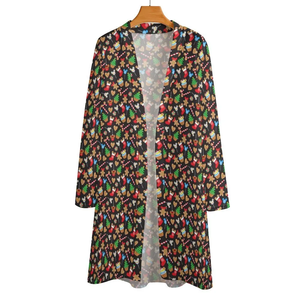 Christmas Snacks Women's Mid-Length Cardigan