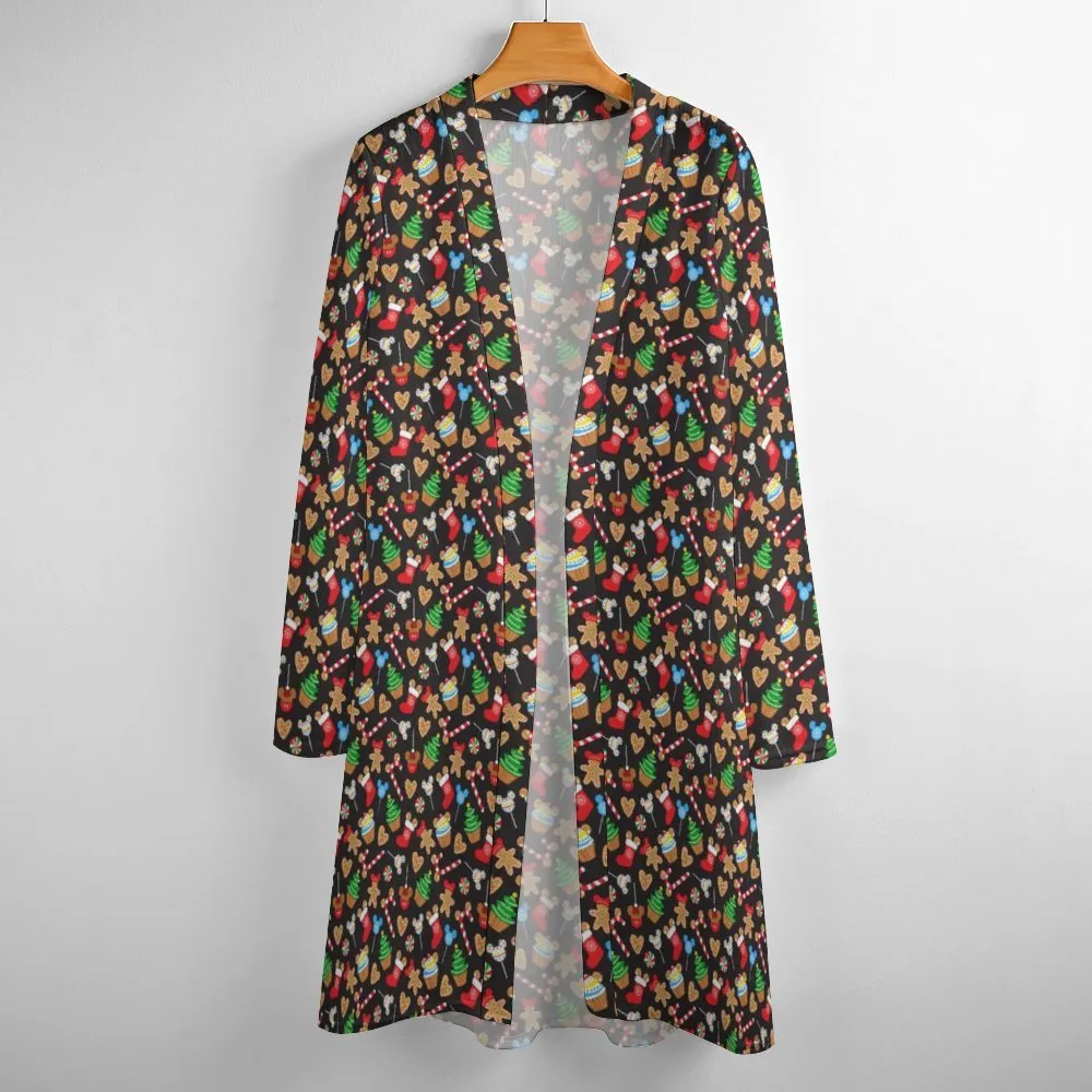 Christmas Snacks Women's Mid-Length Cardigan