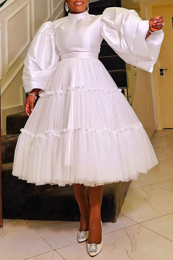 Classy Puff Sleeve Blouse & Tulle Skirt Set