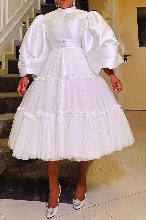 Classy Puff Sleeve Blouse & Tulle Skirt Set