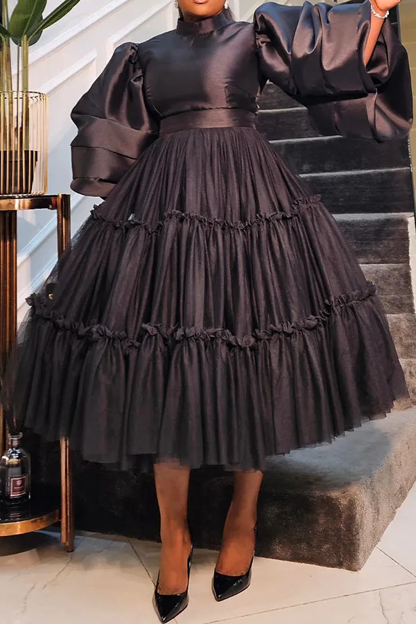 Classy Puff Sleeve Blouse & Tulle Skirt Set