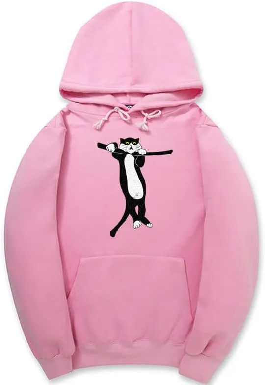 CORIRESHA Unisex Cat Lovers Hoodie Long Sleeve Drawstring Pocket Cotton Cute Sweatshirt