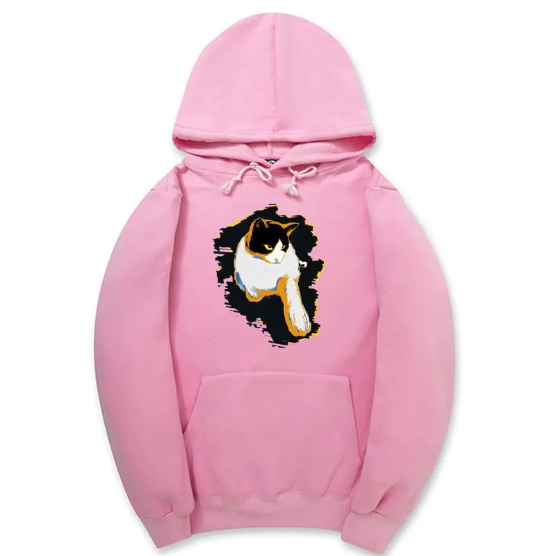 CORIRESHA Women's Teen Cute Cat Hoodie Long Sleeve Drawstring Casual Cotton Sweatshirt