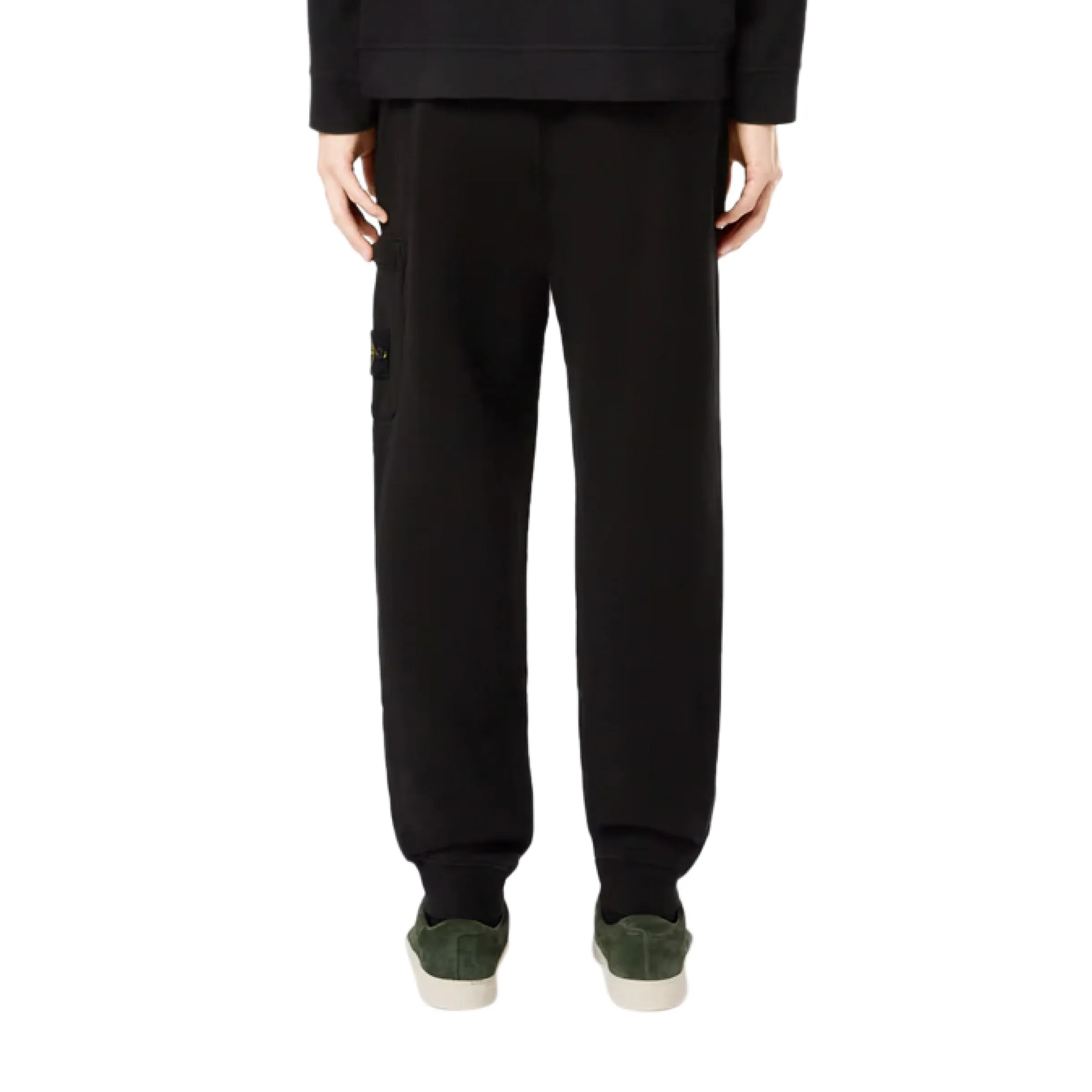 Cotton Fleece Patch Track Pants in Black