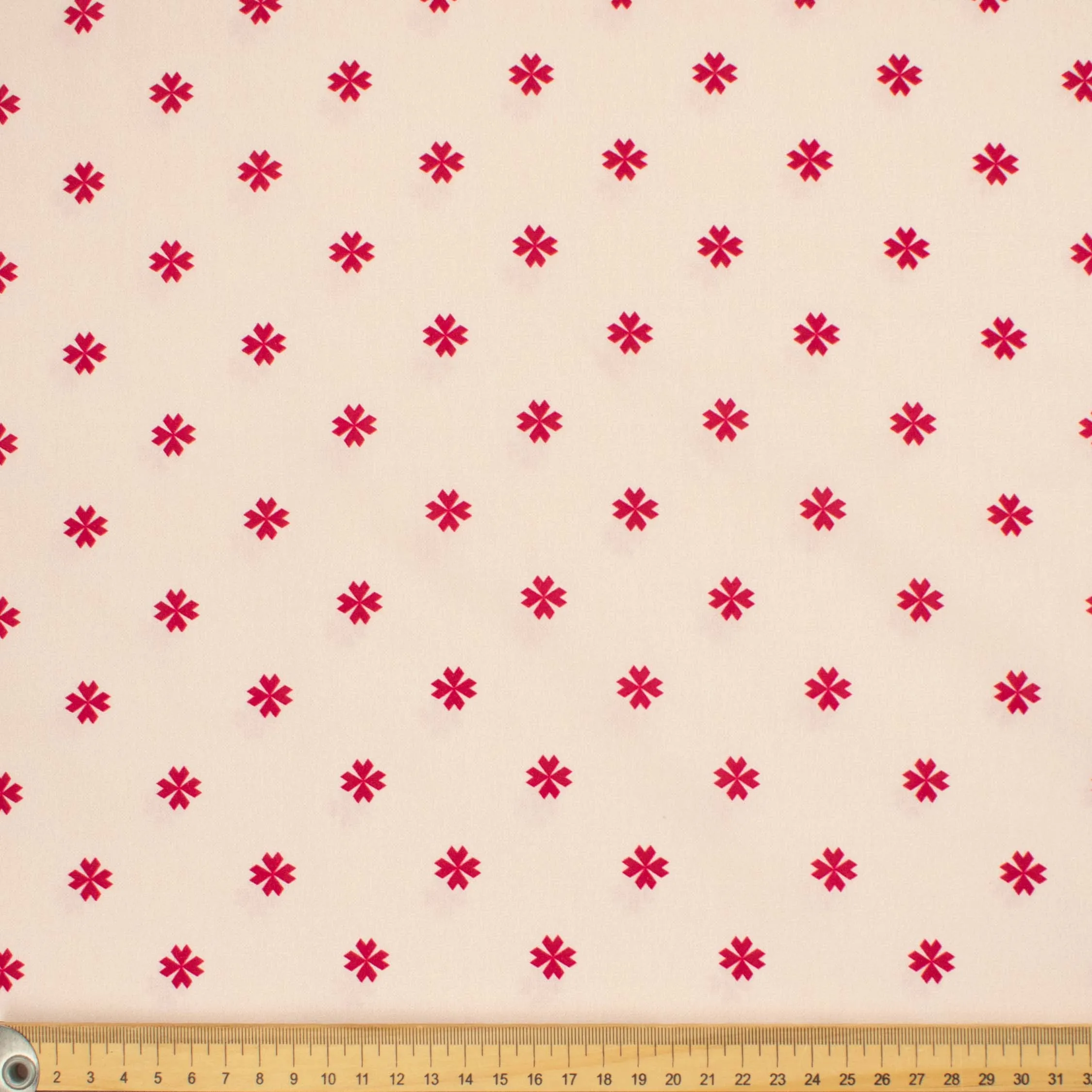 Country Side Collection #11 Red Geometric Floral on Baby Pink Cotton Prints