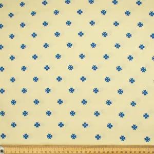 Country Side Collection #19 Blue Geometric Floral on Pale Yellow Cotton Prints