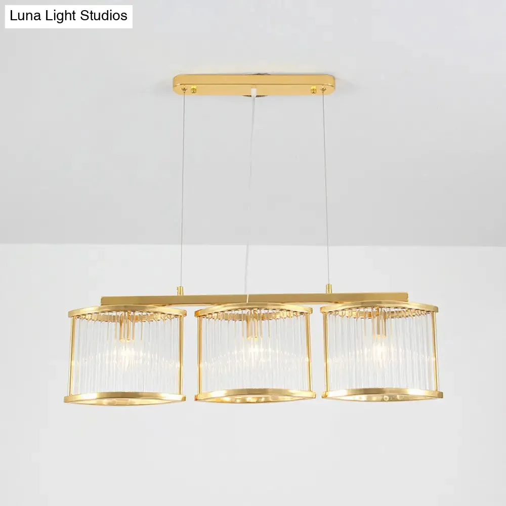 Crystal Rod Island Light - Postmodern Gold Oval Pendant for Dining Room