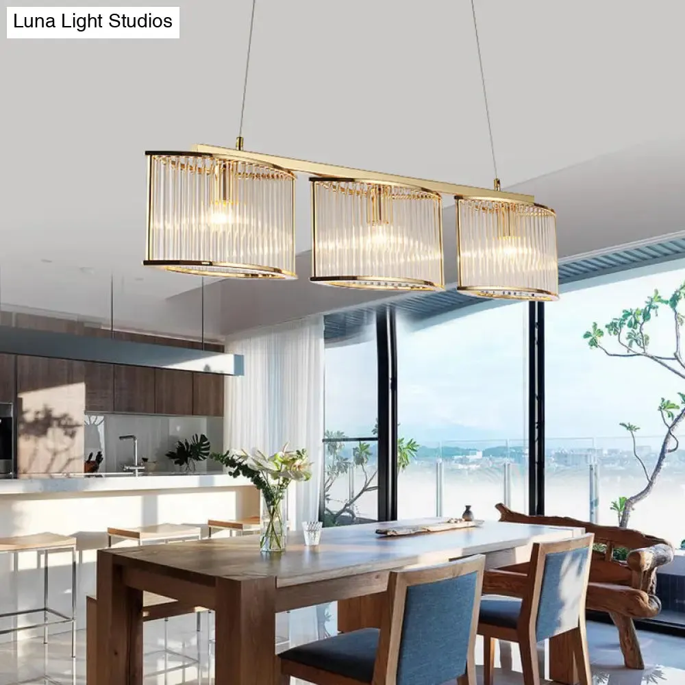 Crystal Rod Island Light - Postmodern Gold Oval Pendant for Dining Room