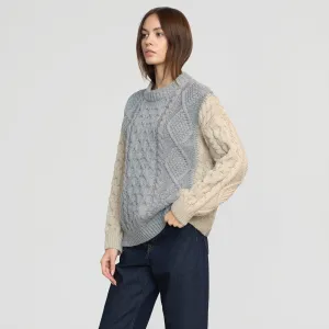 Dassie Oversized Color-Block Cable Sweater