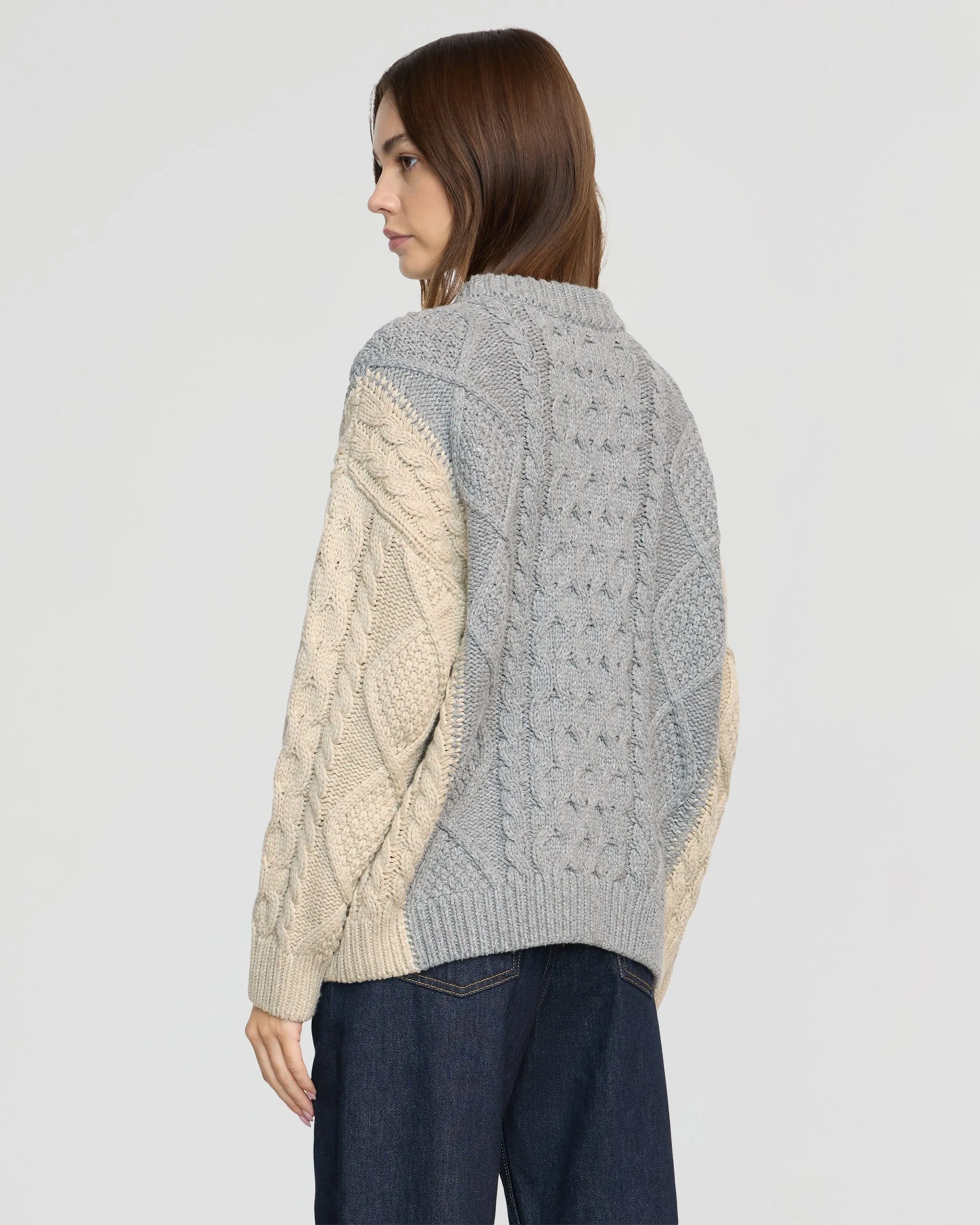 Dassie Oversized Color-Block Cable Sweater