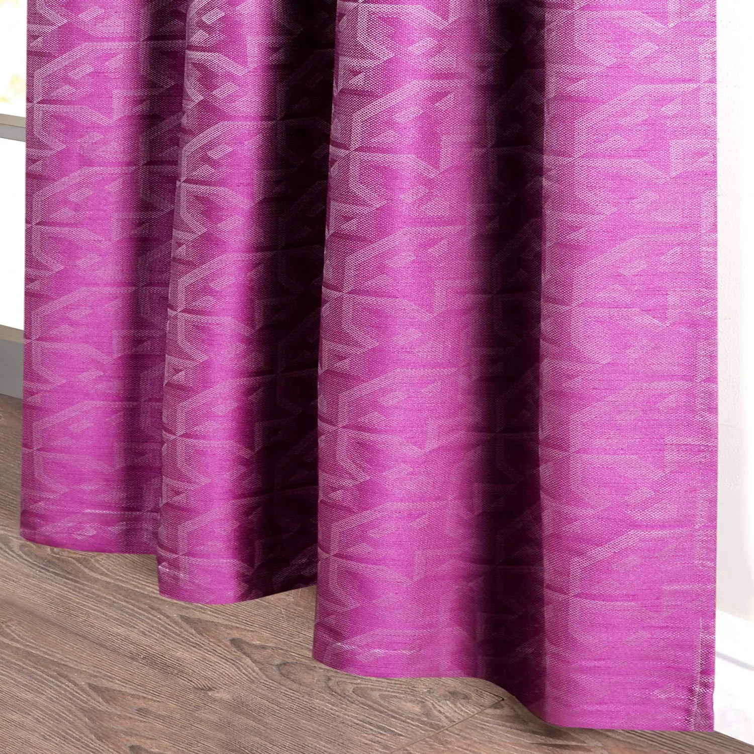 Deco Window Set of 2 Blackout Curtains for Doors 4 x 5 Feet Textured Blackout Polyester Curtain with Perfect Pleats Connected Eyelet (Purple)